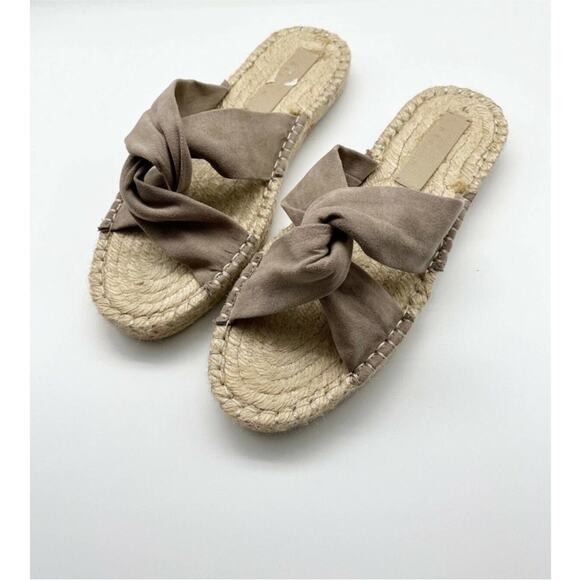 ASOS Design Jolly Knotted Beige Faux Suede Crossover Espadrille Flats Size 9 - Picture 1 of 8